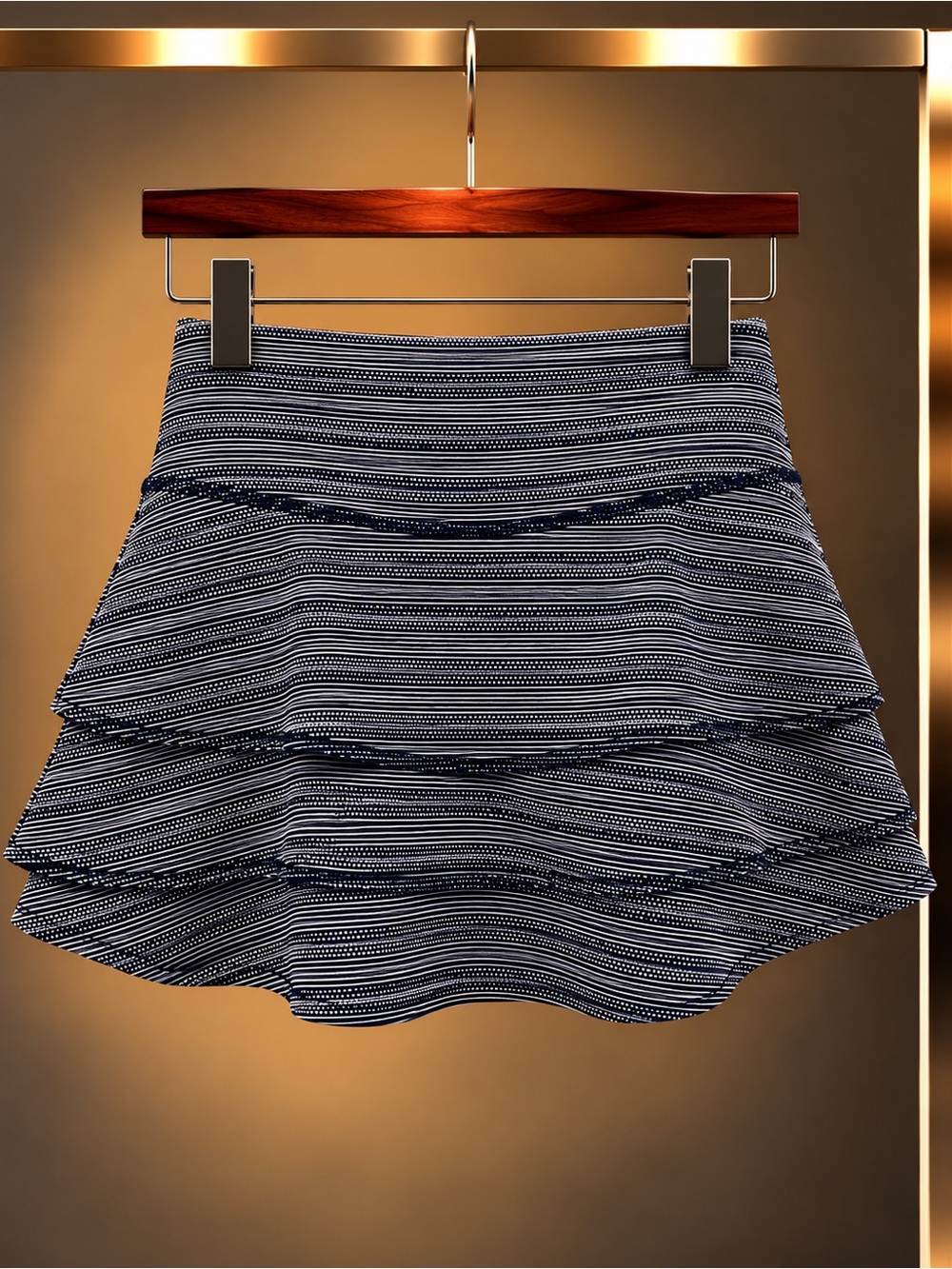 ATHLETA Dot Stripe Swagger Skort Navy White Tiered Tennis Skirt XXS